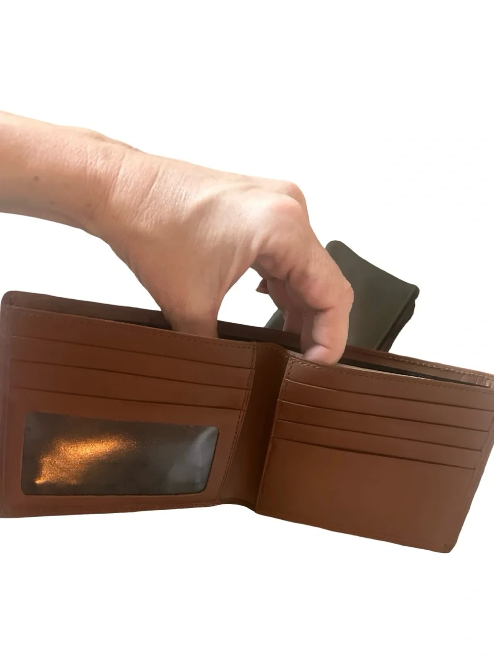 Moda Brown Leather Bi-Fold Wallet with Dark Brown Coin Pouch